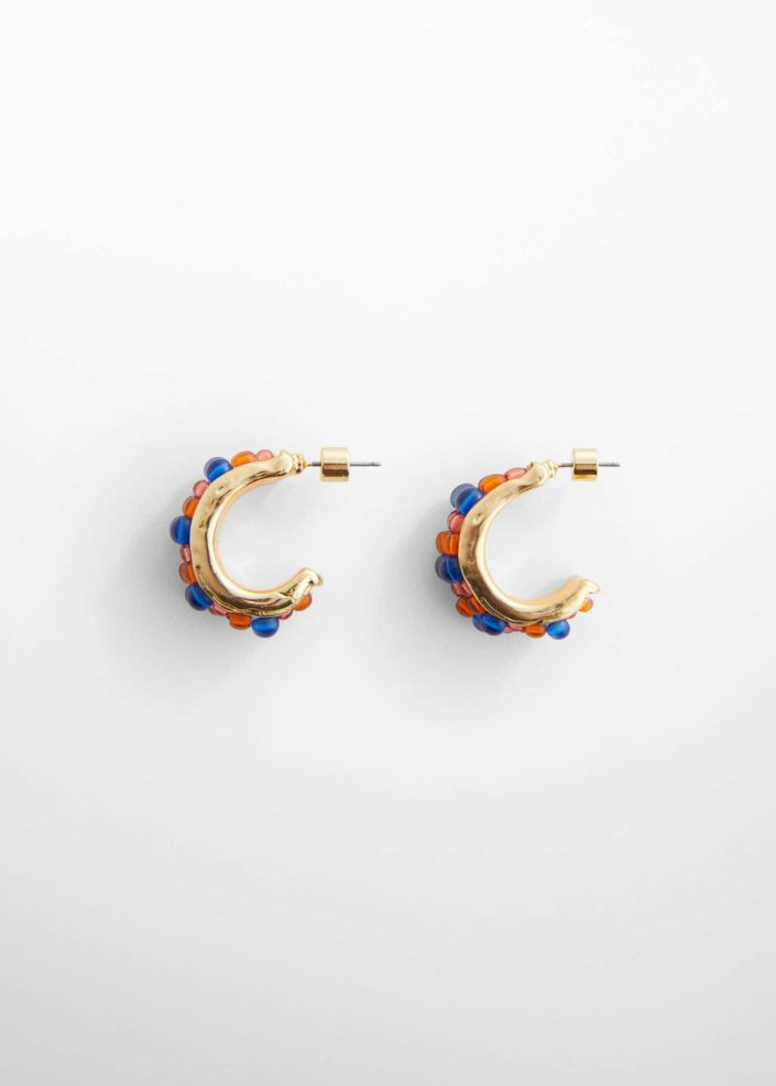 Mujer MANGO Bisuteria | Pendientes Aros Abalorios Oro